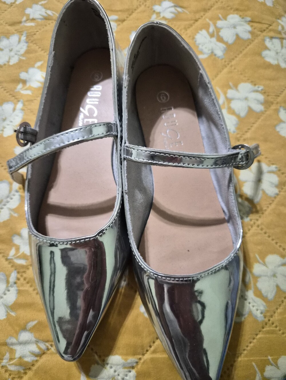 Unisex Kids Silver Mary Jane Flats - Brand